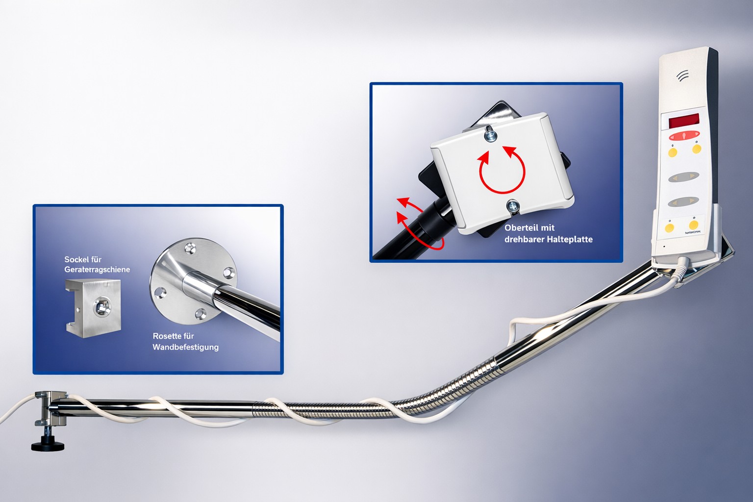 Schwanenhals am Beispiel eines Bettenbediengerätes im Krankenhausbereich