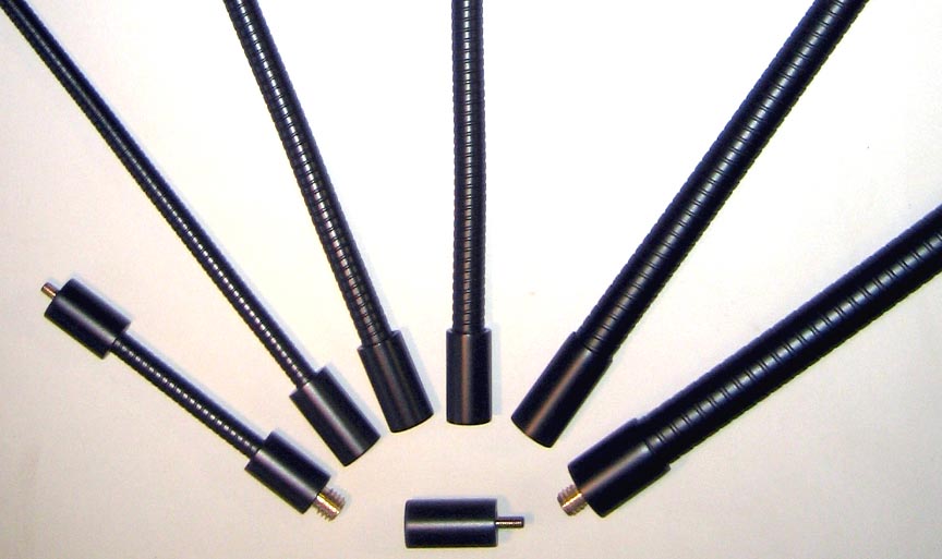 Halteschläuche mit Endstücken für Fotogewinde, schwarz matt lackiert